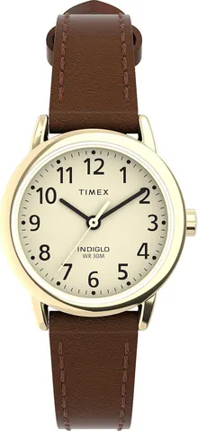Timex Women's Easy Reader Classic 25mm Watch - Brown Strap Cream Dial Gold-Tone Case