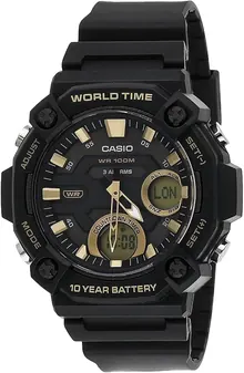 Casio 10 Year Battery World Time Countdown Timer Analog-Digital Watch (Model: AEQ-120W-9AVCF)