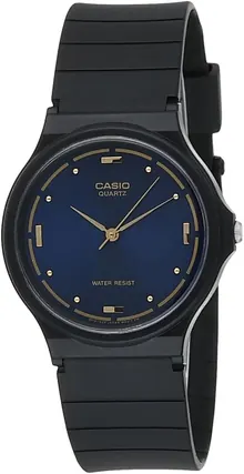 Casio Men's MQ76-2A Black Resin Quartz Watch with Blue Dial