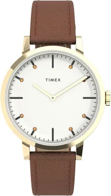 Timex Women's Midtown 36mm Watch - Brown Strap Cream Dial Gold-Tone Case