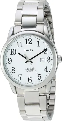 Timex Men's Easy Reader 38mm Watch – Silver-Tone Case White Dial with Silver-Tone Stainless Steel Bracelet