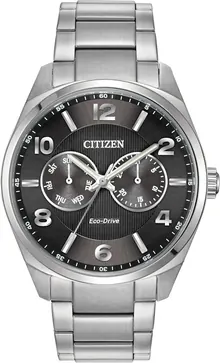 Citizen Men's Eco-Drive Corso Classic Watch in Stainless Steel, Black Dial