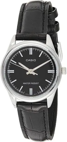 Casio Women's LTP-V005L-7A Silver Dial Genuine Leather Band Watch