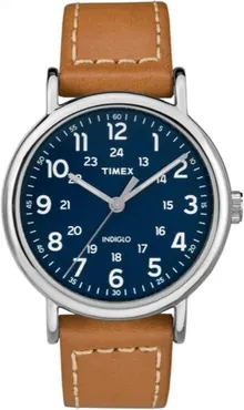 Timex Weekender 40mm Brown/Blue Two-Piece Leather Strap Watch