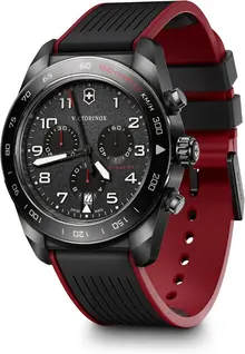 Victorinox Swiss Army Chronograph Black Dial Black and Red Rubber Strap Watch 42mm - 242051
