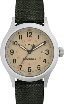 Timex Men's Expedition North Sierra 40mm Watch - Green Strap Natural Dial Silver-Tone Case