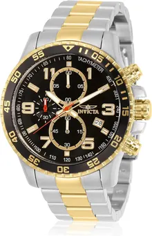 Invicta Men's 14876 Specialty Chronograph Black Textured Dial Two Tone Stainless Steel Watch