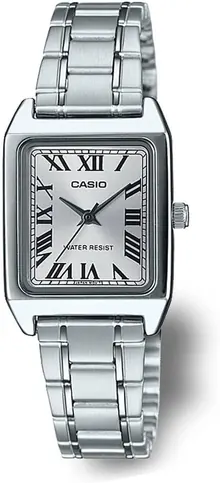 Casio LTP-V007D-7B Women's Rectangular Stainless Steel Roman White Dial Dress Watch