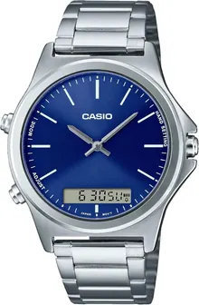 Casio MTP-VC01D-2E Men's Stainless Steel Blue Dial Analog Digital Watch