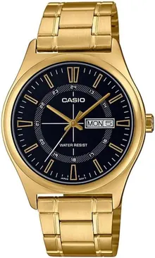 Casio Men's Watch MTP-V006D-1CUDF Black Dial, Gold/Black