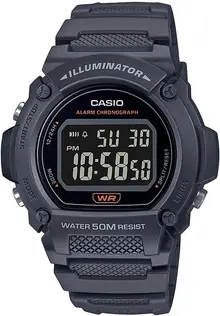 Casio W-219 Series Standard Digital Watch - Men's Chippukashi, Dark Grey W-219H-8BV