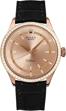 Rolex Cellini Pink Dial Automatic Men's 18kt Everose Gold Watch 50705RBR