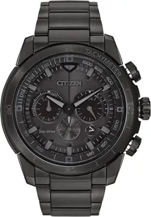 Citizen Men's Eco-Drive Weekender Ecosphere Chronograph Watch in IP Stainless Steel, Black Dial