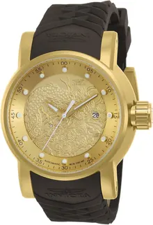 Invicta Mens 12790 S1 Rally Yakuza Automatic Goldtone and Brown Rubber Watch