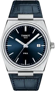 Tissot Men's PRX 316L Stainless Steel Quartz Watch, Blue, Leather