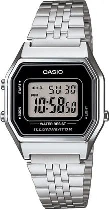 Casio Ladies Mid-Size Silver Tone Digital Retro Watch LA-680WA-1DF