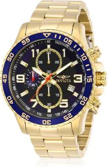 Invicta Men's 14878 Specialty Chronograph Dark Blue Textured Dial Gold Ion-Plated Stainless Steel Watch
