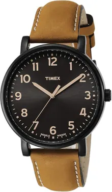 Timex Men's T2N677 Originals Oversized Tan Leather Strap Watch