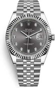 Rolex Datejust 41 Steel and White Gold Rhodium Diamond Dial Jubilee Bracelet 41mm