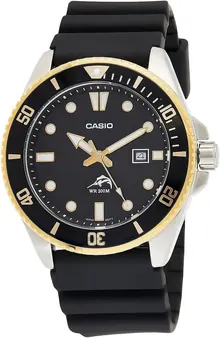 Casio Men's Diver Inspired Stainless Steel Quartz Watch with Resin Strap