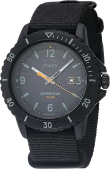 Timex Men's TW2U30300 Expedition Gallatin Solar Black Fabric Slip-Thru Strap Watch