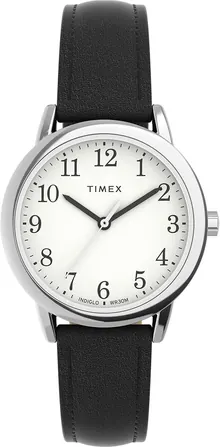 Timex Women's Easy Reader 30mm Watch - Black Strap, White Dial, Silver-Tone Case