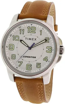 Timex Men's Expedition TW4B16400 Silver Leather Quartz Watch