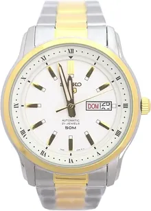 SEIKO Series 5 Automatic White Dial Two-Tone Men's Watch SNKP14K1S