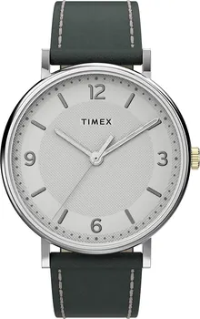 Timex Men's Southview 41mm Watch – Silver-Tone Case White Dial with Gray Leather Strap