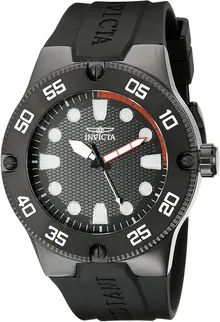 Invicta Men's Pro Diver Quartz Watch with Silicone Band - Black
