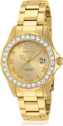 Invicta Women's 15252 Pro Diver Gold Dial Crystal Accented Watch