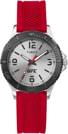 Timex UFC Men's Gamer 42mm Watch - Red Strap Silver-Tone Dial