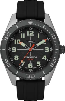 Timex Men's Expedition Field Solar 43mm Watch - Black Strap Black Dial IP Steel Case