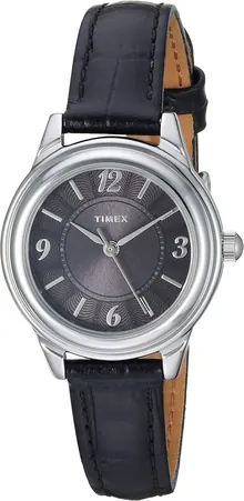 Timex Women's TW2R86300 Classic 26mm Black/Silver-Tone Croco Pattern Leather Strap Watch
