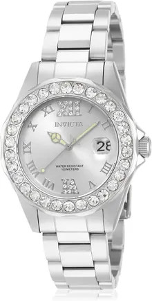 Invicta Women's 15251 Pro Diver Silver Dial Crystal Accented Stainless Steel Watch