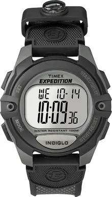 Timex Men's Expedition Digital CAT 41mm Watch – Gray Case with Black & Gray Resin Strap & Integrated Compass
