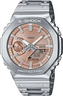 Casio GM-B2100 Classic Color Wristwatch: Silver/Copper Full Metal Chronograph