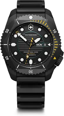 Victorinox Dive Pro Automatic Black Dial Black Rubber Strap Watch 43mm