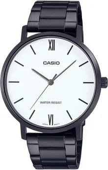 Casio Men's Black/White Stainless Steel Bracelet Watch - MTP-VT01B-7BUDF