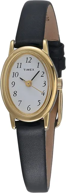 Timex Women's T21912 Cavatina Black Leather Strap Watch