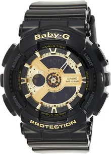 Casio Women's BA-110-1ACR Baby-G Goldtone Analog-Digital Display and Black Resin Strap Watch