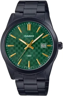 Casio MTP-VD03B-3A Men's Standard Black IP Stainless Steel Green Dial Watch