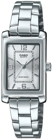 Casio LTP-1234DD-7A Women's Rectangular Standard Classic Stainless Steel Silver Dial Dress Watch