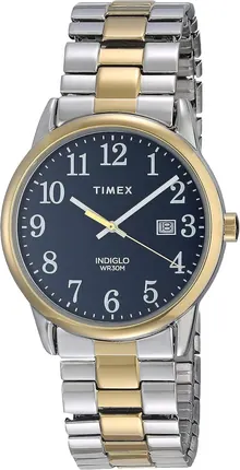 Timex Men's Easy Reader 35mm Perfect Fit Watch – Two-Tone Case Blue Dial