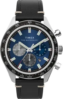 Timex Waterbury Traditional Chronograph 41mm Leather Strap Watch TW2Y18600