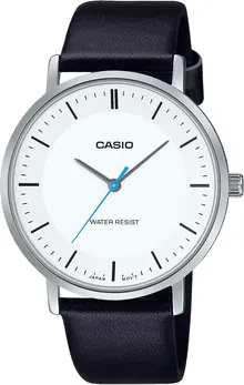 Casio MTP-VT04L-7E Men's Minimalistic Black Leather Band White Dial Watch