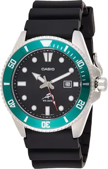 Casio Men's Stainless Steel Quartz Sport Watch with Resin Strap, Black - Model MDV-106B-1A3VCF