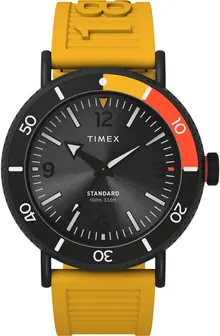 Timex Men's Standard Diver 43mm Watch - Yellow Strap Black Dial Silver-Tone Case