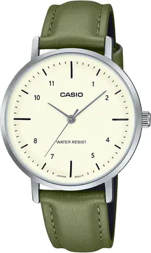Casio LTP-VT03L-3B Women's Minimalistic Green Leather Band Watch