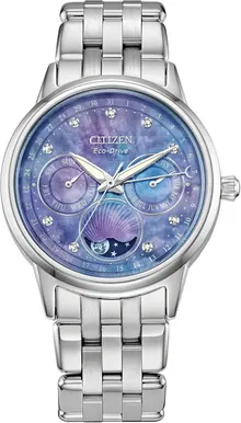Citizen Women's Eco-Drive Calendrier, Moon Phase Diamond Accents Dial Watch